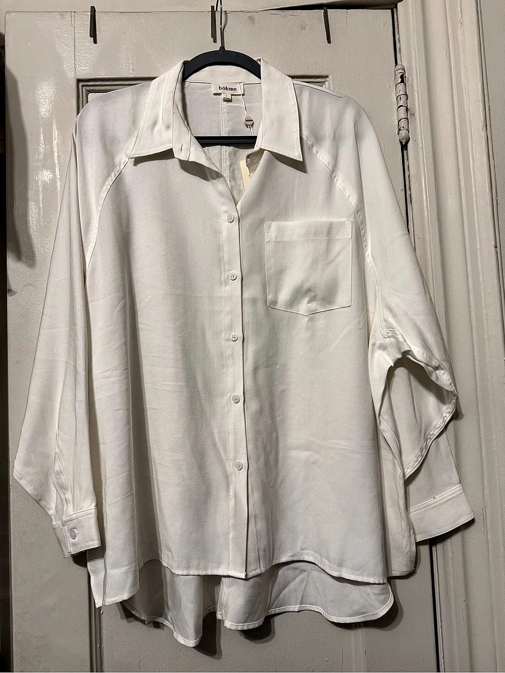 bohème Button Down Shirt in White. NWT